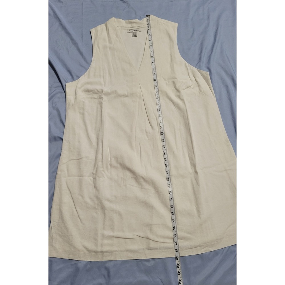 Tommy Bahama Two Palms White Linen Sleeveless Shift Dress V-Neck XL Pockets - Picture 11 of 11